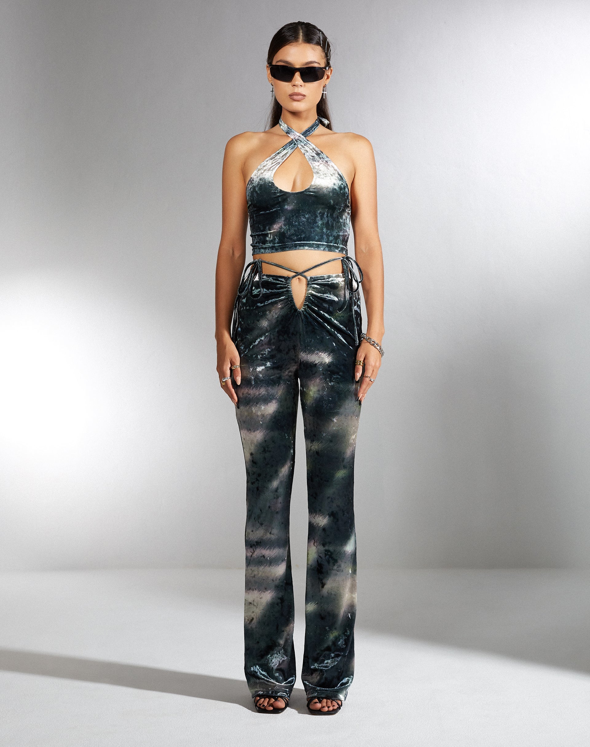 Image of MOTEL X IRIS Halima Crop Top in Abstract Camo