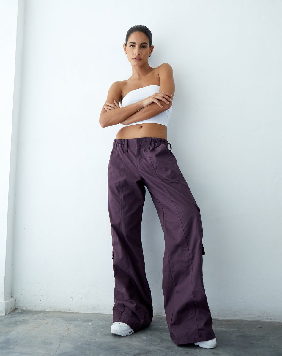 Purple High Waisted Cargo Trousers | Hansa – motelrocks-com-us