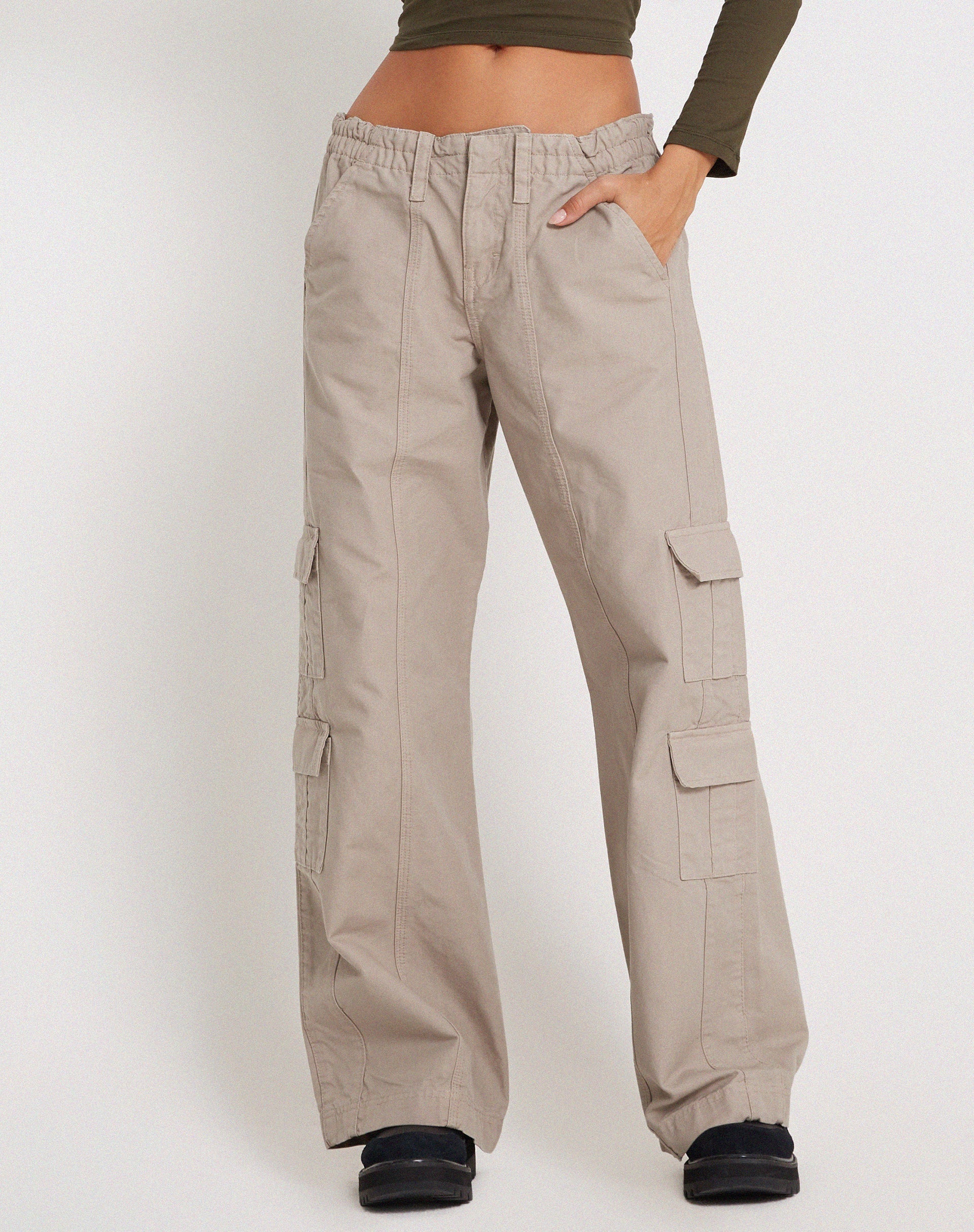 Best Deal for HUANKD Cargo Pants for Women, Beige Pants Women Grey