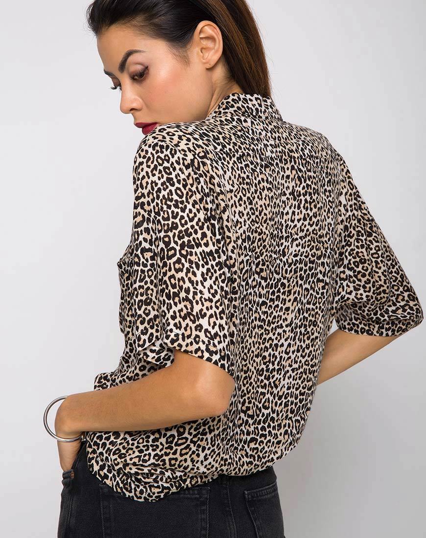 Image of Hawaiian Shirt in Rar Leopard Brown
