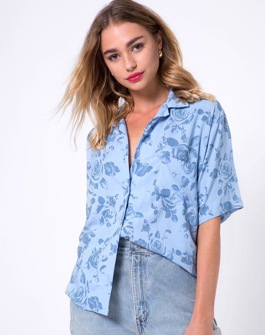 Hawaiian Shirt in White Rose – motelrocks-com-us