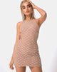 Image of Hedi Bodycon Dress in Cross Linked Glitter Net Tan