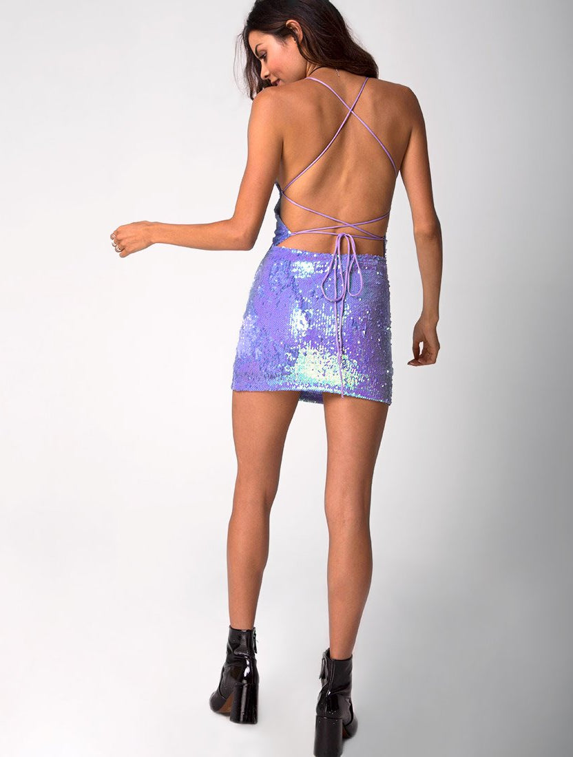 Hedi Dress in Fishcale Sequin Silver
