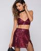 Image of Helena Mini Skirt in Mini Sequin Burgundy