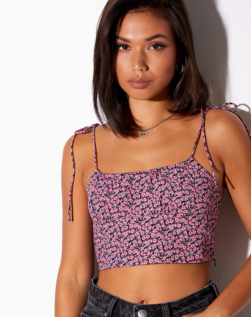 Image of Hemary Crop Top in Floral Fun Pink