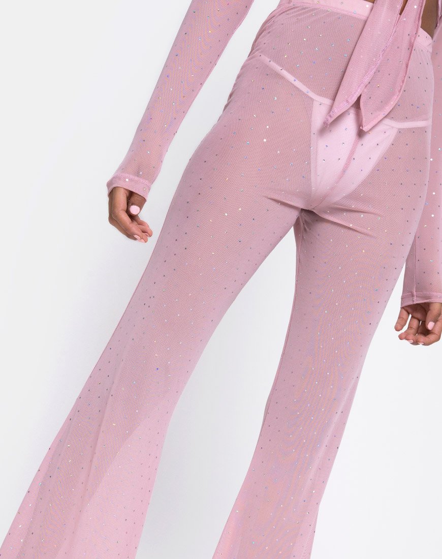 Image of Herlom Flare Trouser in Crystal Net Rose