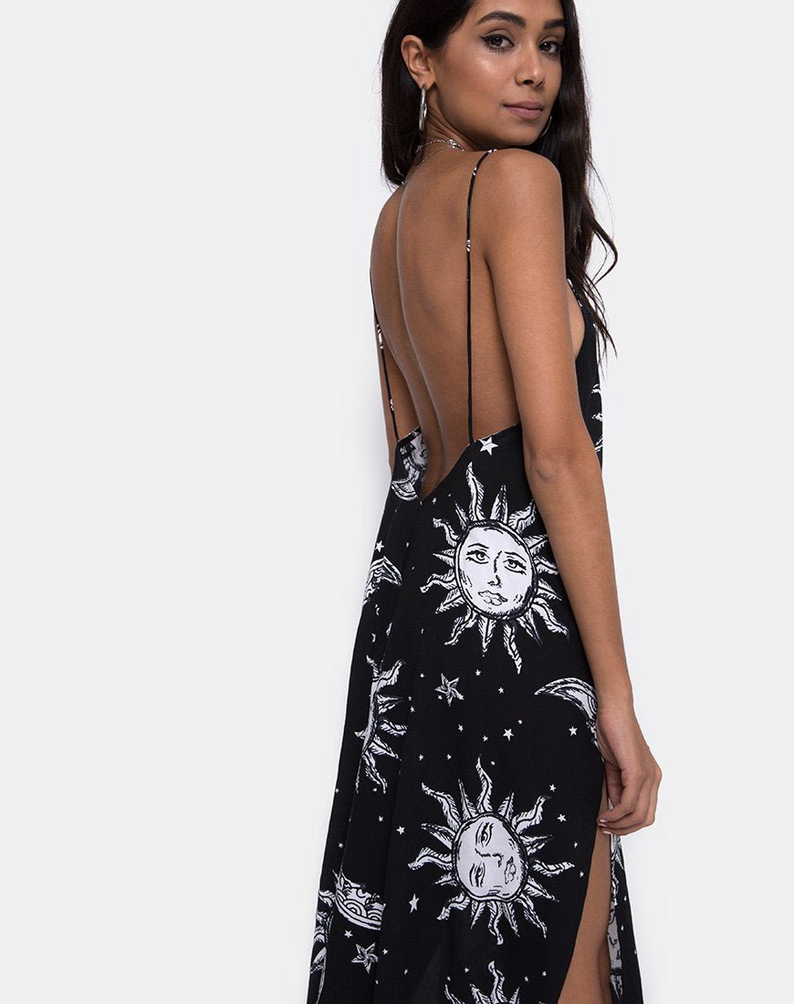 Hime Maxi Dress in Oversize Sun Moon and Stars motelrocks-com-us Hime Maxi Dress in Oversize Sun Moon and Stars motelrocks-com-us