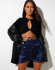 Image of Holie Mini Skirt in Satin Spandex Inky Blue