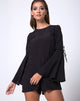 Image of Holila Flute Sleeve Playsuit in Black