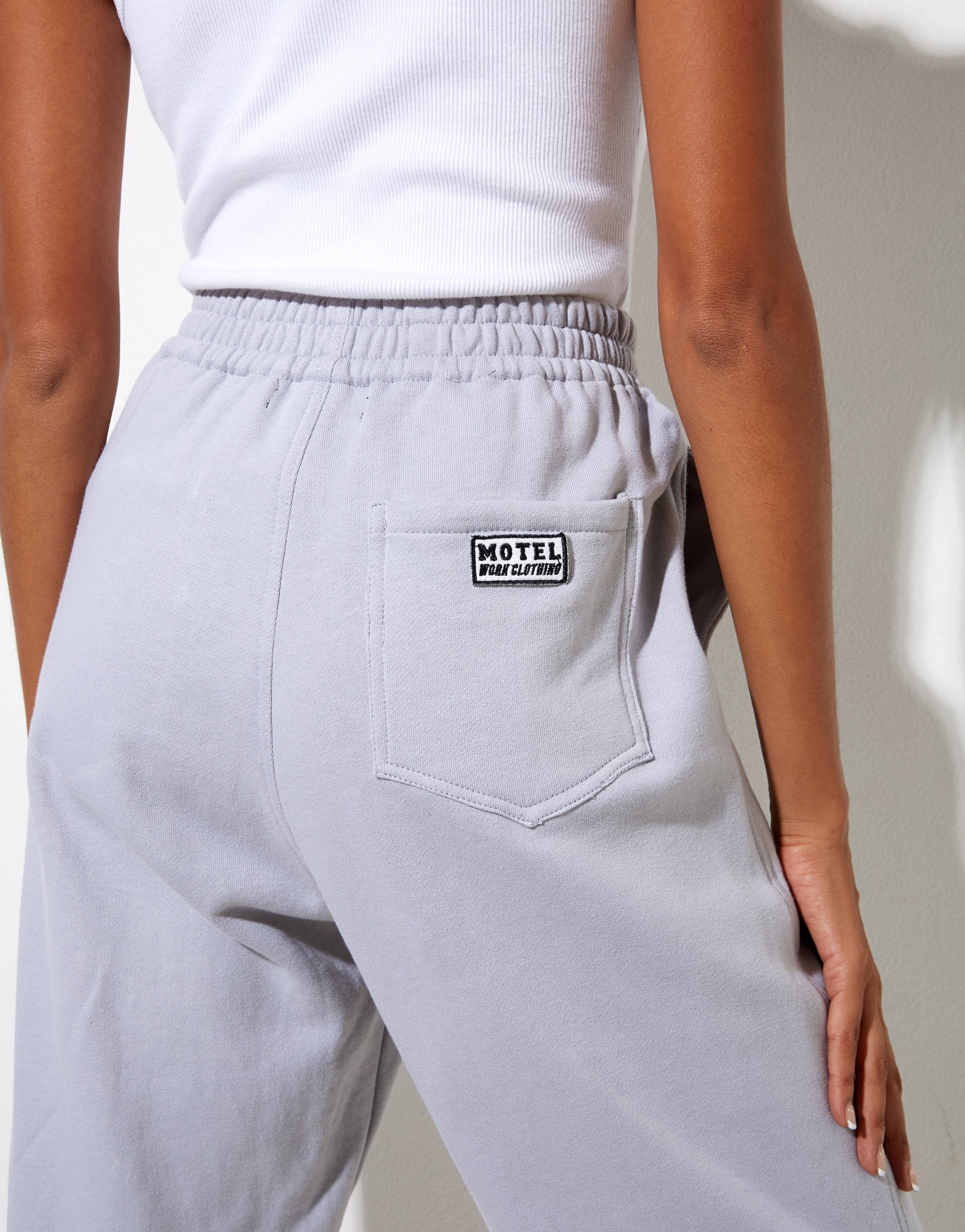 Image of Bamal Jogger in Lunar Rock with Motel Work Clothing Label Embro