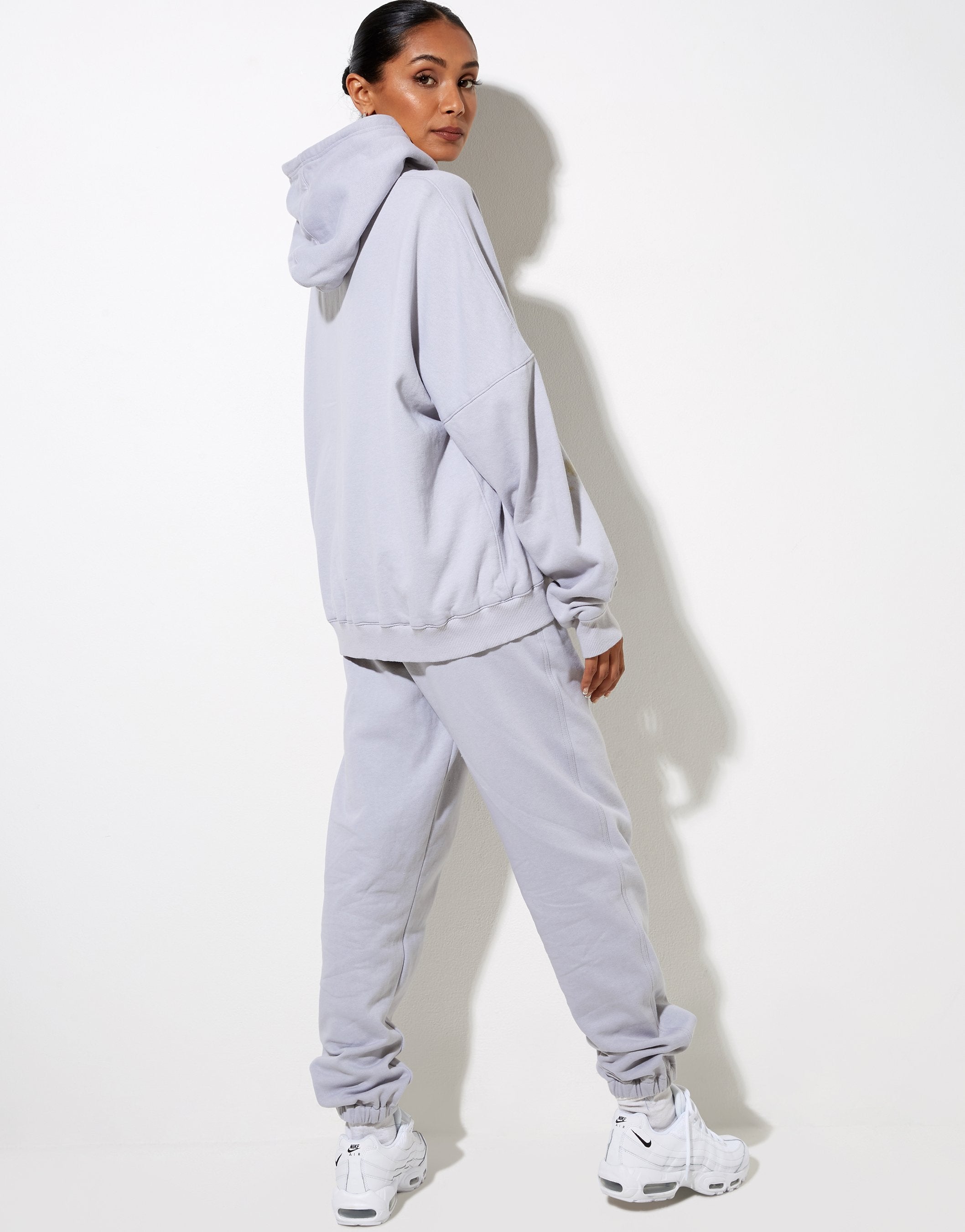 Image of Hollack Hoodie in Lunar Rock with Motel Work Clothing Label Embro
