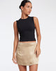 image of Ima Mini Skirt in Satin Olive Gold