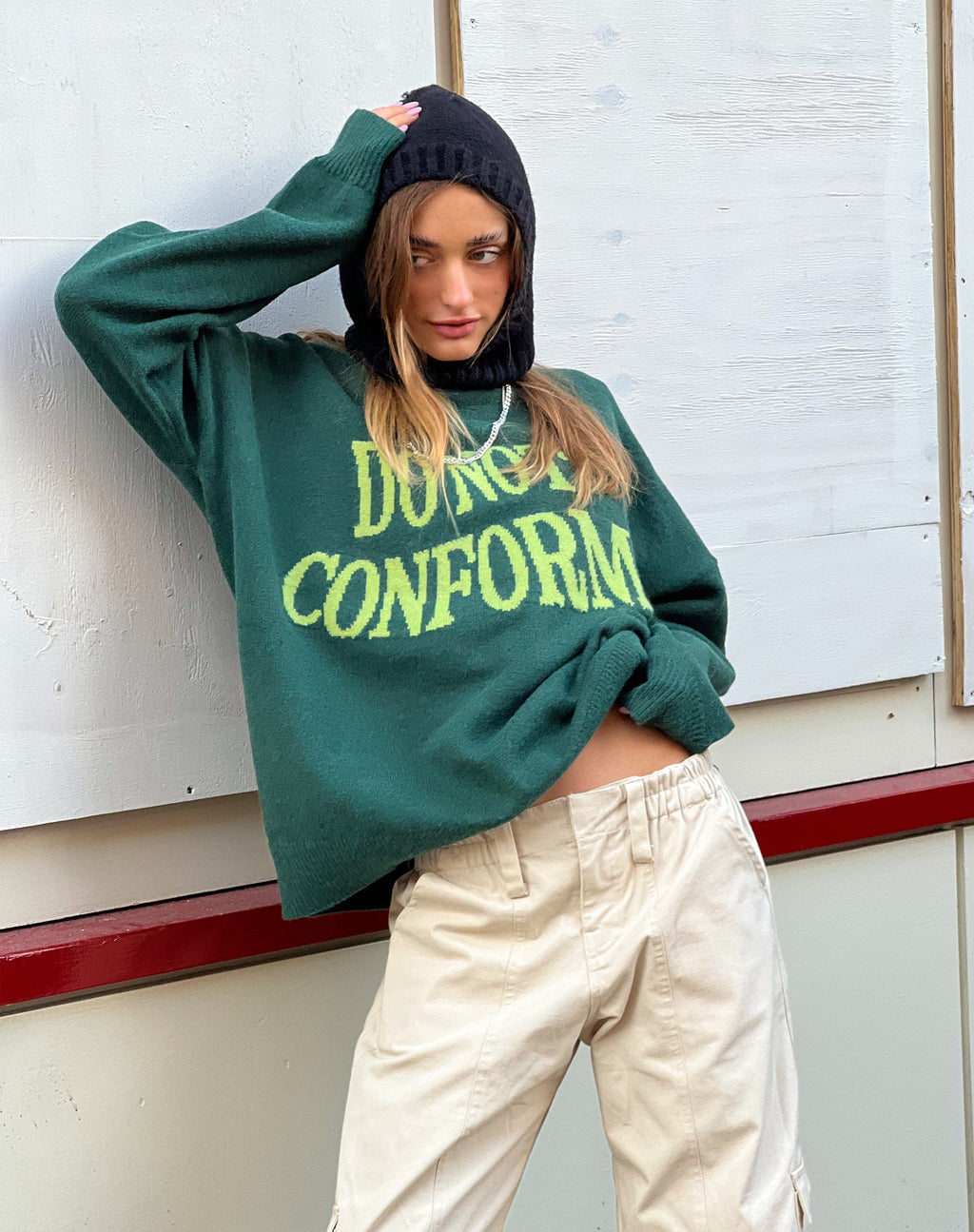 Jamin Jumper in Green 'Do Not Conform'