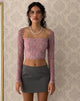 image of Kalisha Long Sleeve Top in Spring Rose Dusty Pink