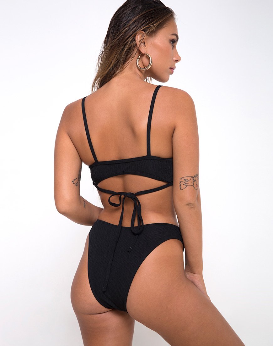 Image of Ina Top Bikini in Textured Black