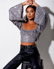 Image of Ireny Crop Top in Drape Sequin Silver