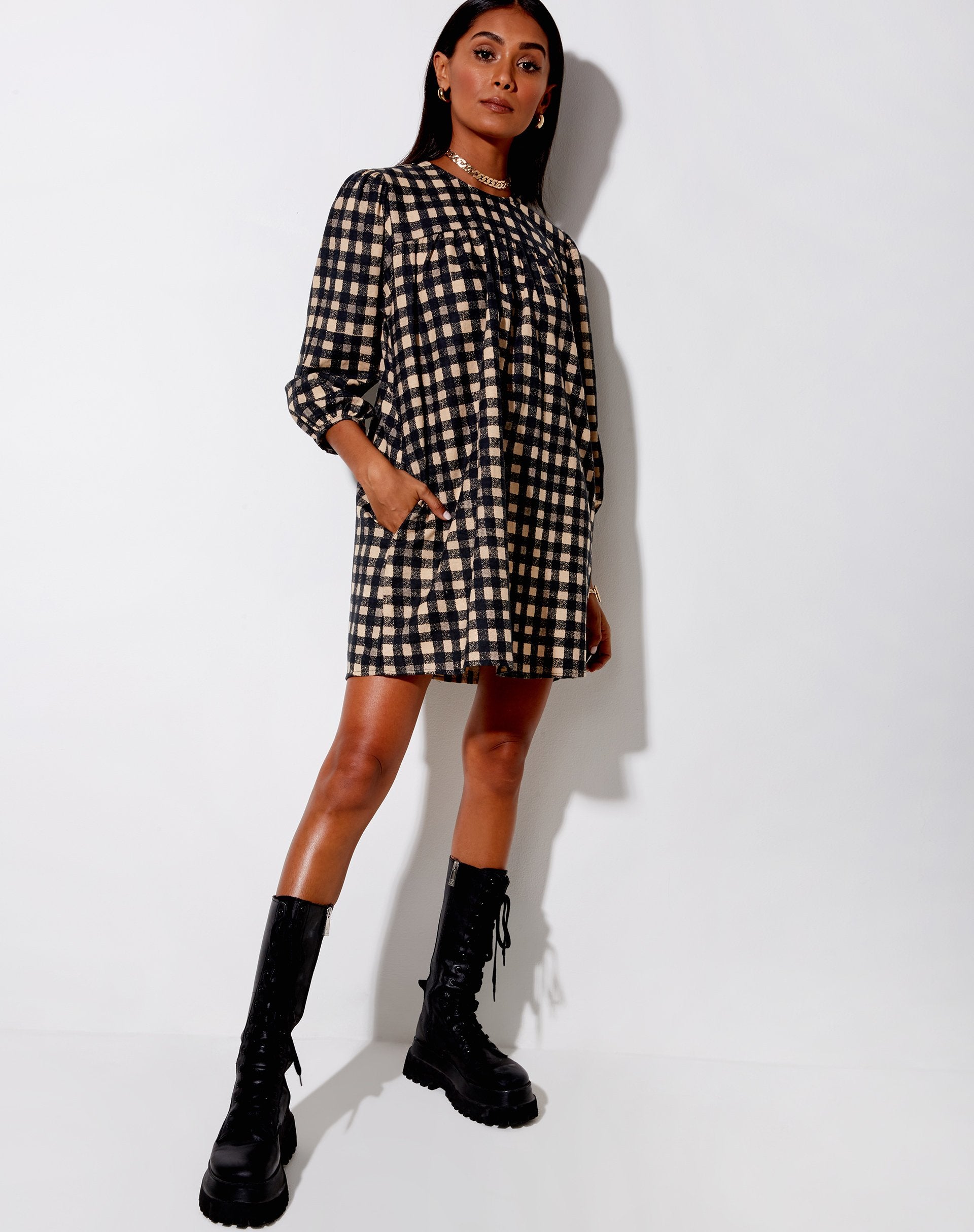 Image of Isha Mini Dress in 90s Grunge Check