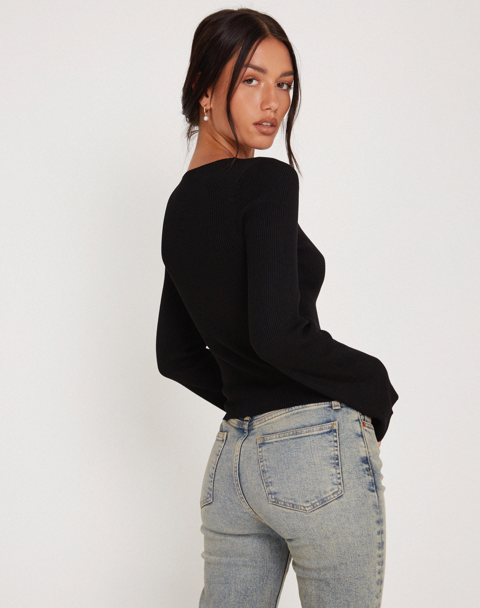Black Long Sleeve Lace Up Top | Roomy – motelrocks-com-us