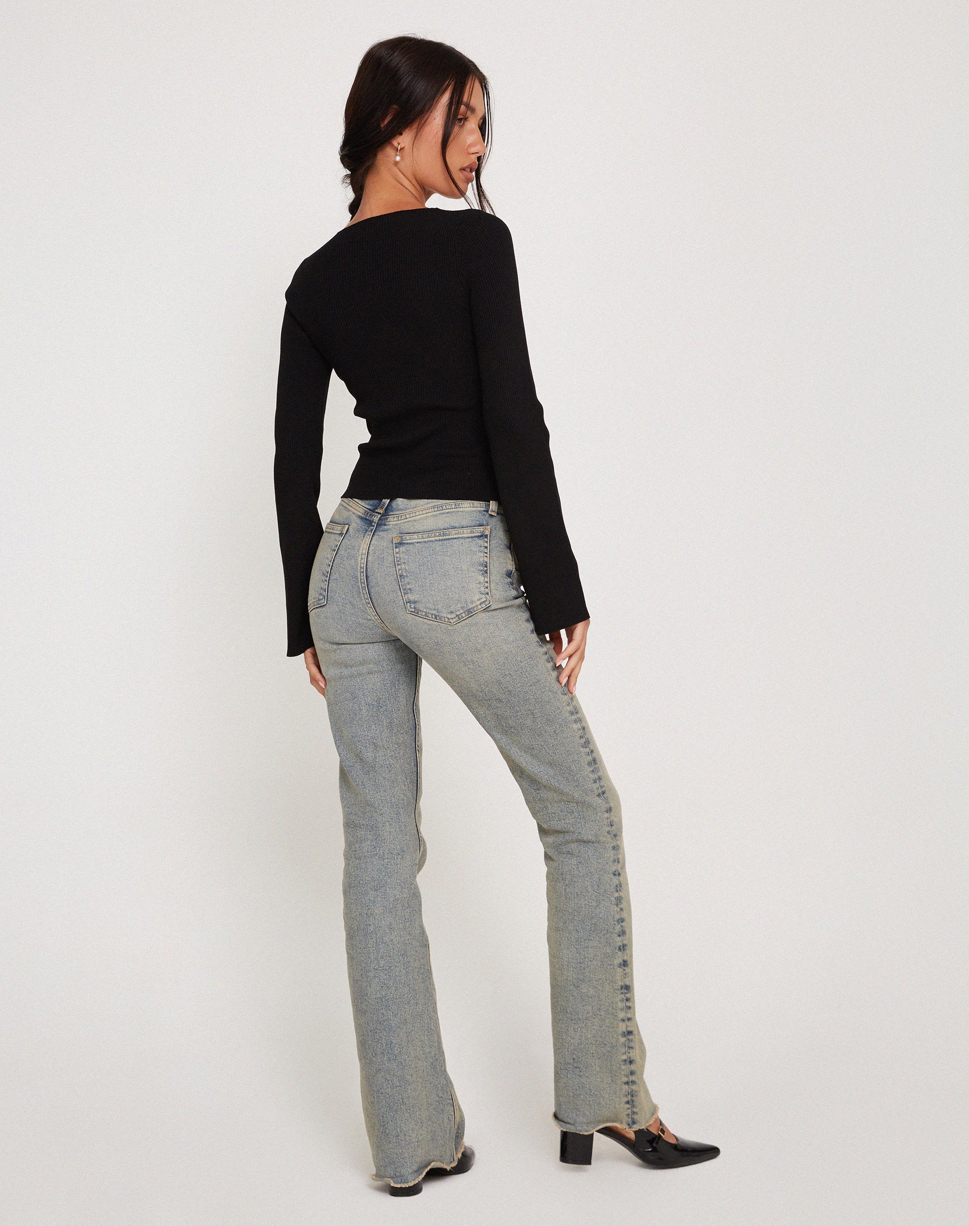 Black Long Sleeve Lace Up Top | Roomy – motelrocks-com-us
