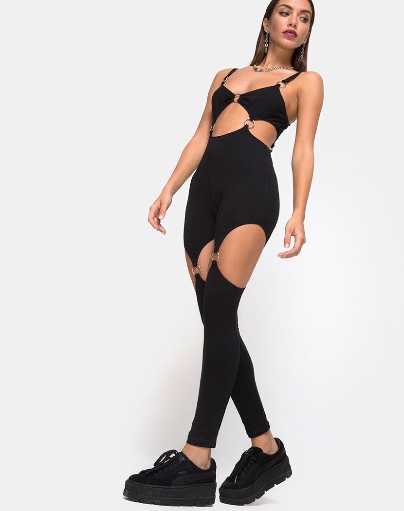 Jaca Cutout Unitard in Black