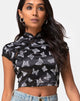 Image of Jakina Crop Top in Black Butterfly Flock