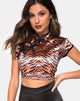 Image of Jakina Crop Top in Tiger Satin