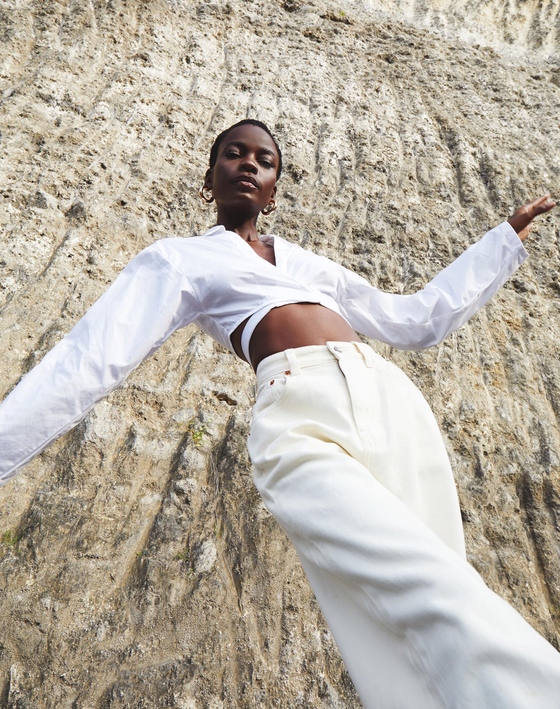 Cropped White Tie Around Shirt | Elyse – motelrocks-com-us