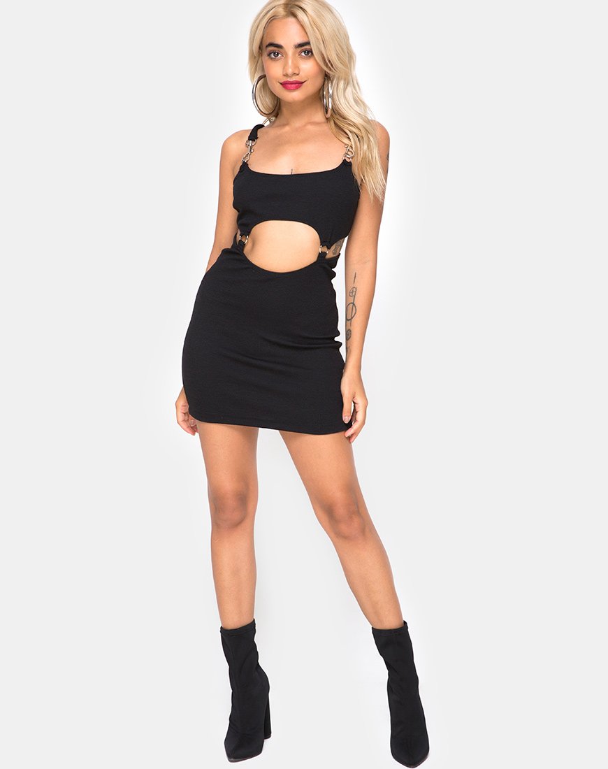 Image of Jasby Bodycon Dress in Black with Silver Hook