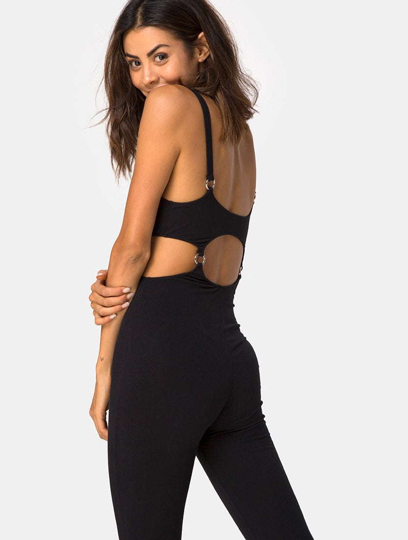 Jasola Cutout Unitard en negro main image 0