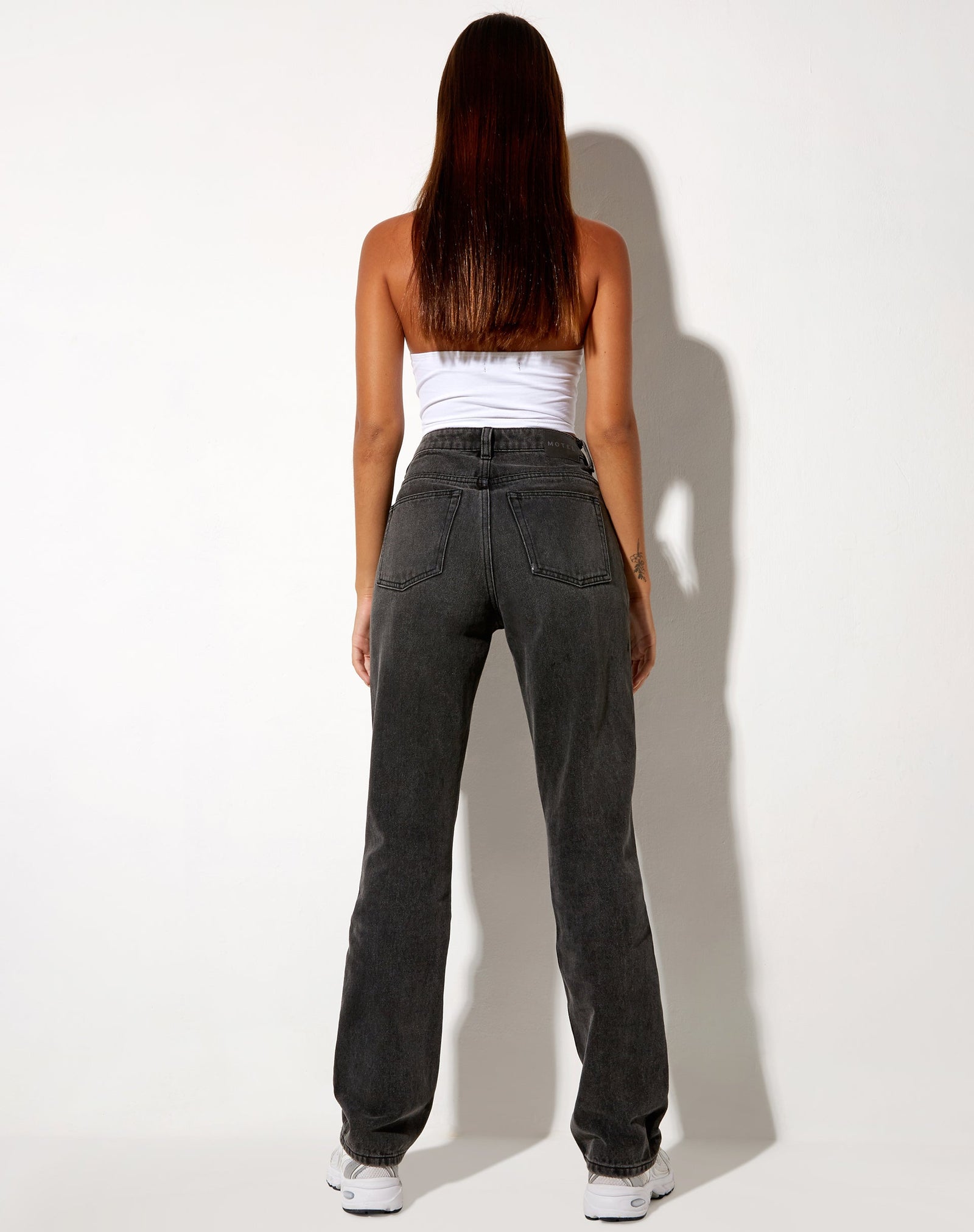 High Waisted Straight Leg Black Wash Denim Jeans | Jess – motelrocks-com-us