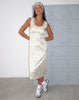 Image of Jinora Midi Dress in Satin Vintage Rose Garland
