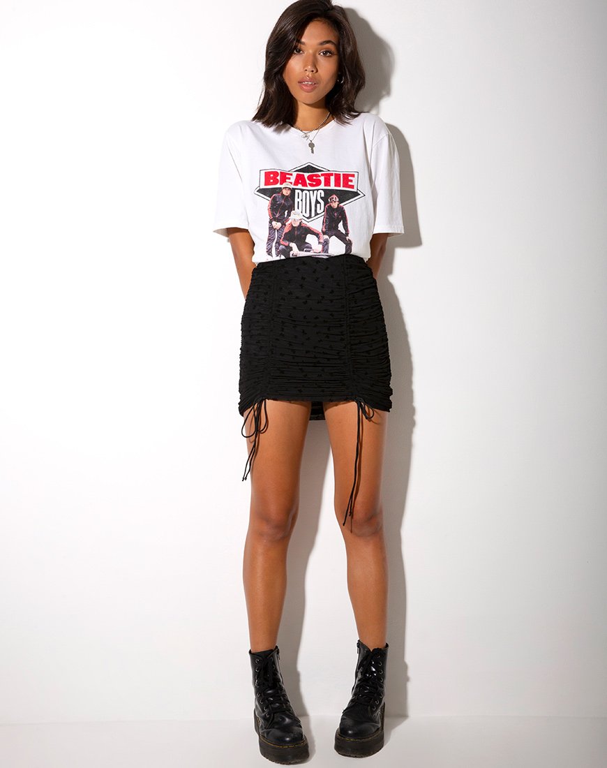 Black Butterfly Ruched Mini Skirt | Jora – motelrocks-com-us