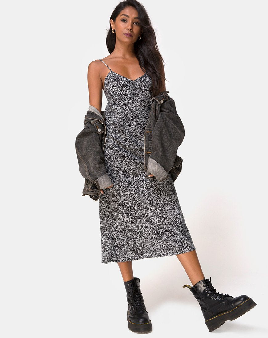 Image of Julia Dress in Ditsy Leopard Grey