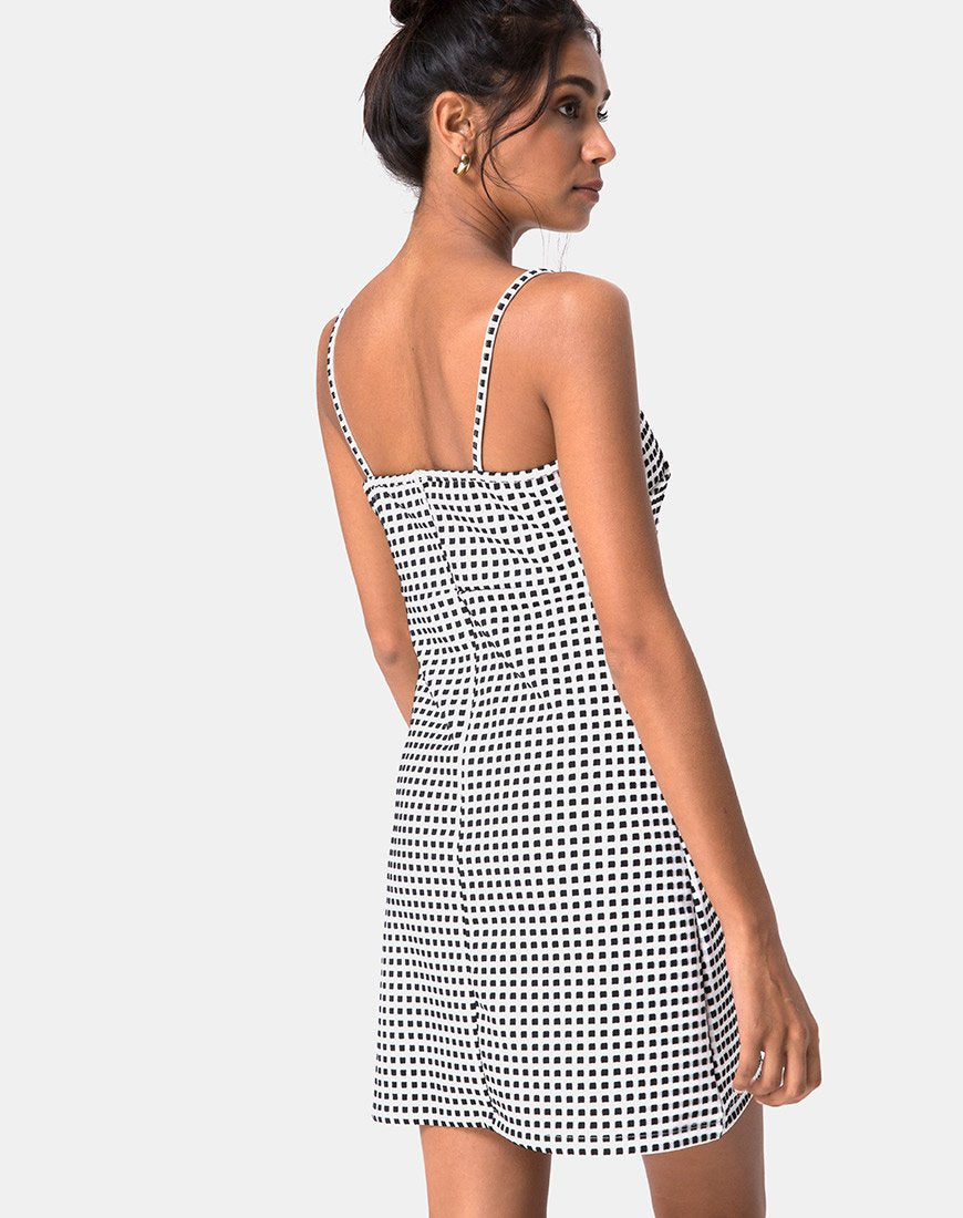 Image of Junice Dress in Gingham Ivory Black