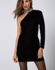 Image of Kaido One Shoulder Bodycon Dress in Velvet Diamond Black