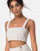 Image of Kaira Crop Top in Tonal Plaid Almond