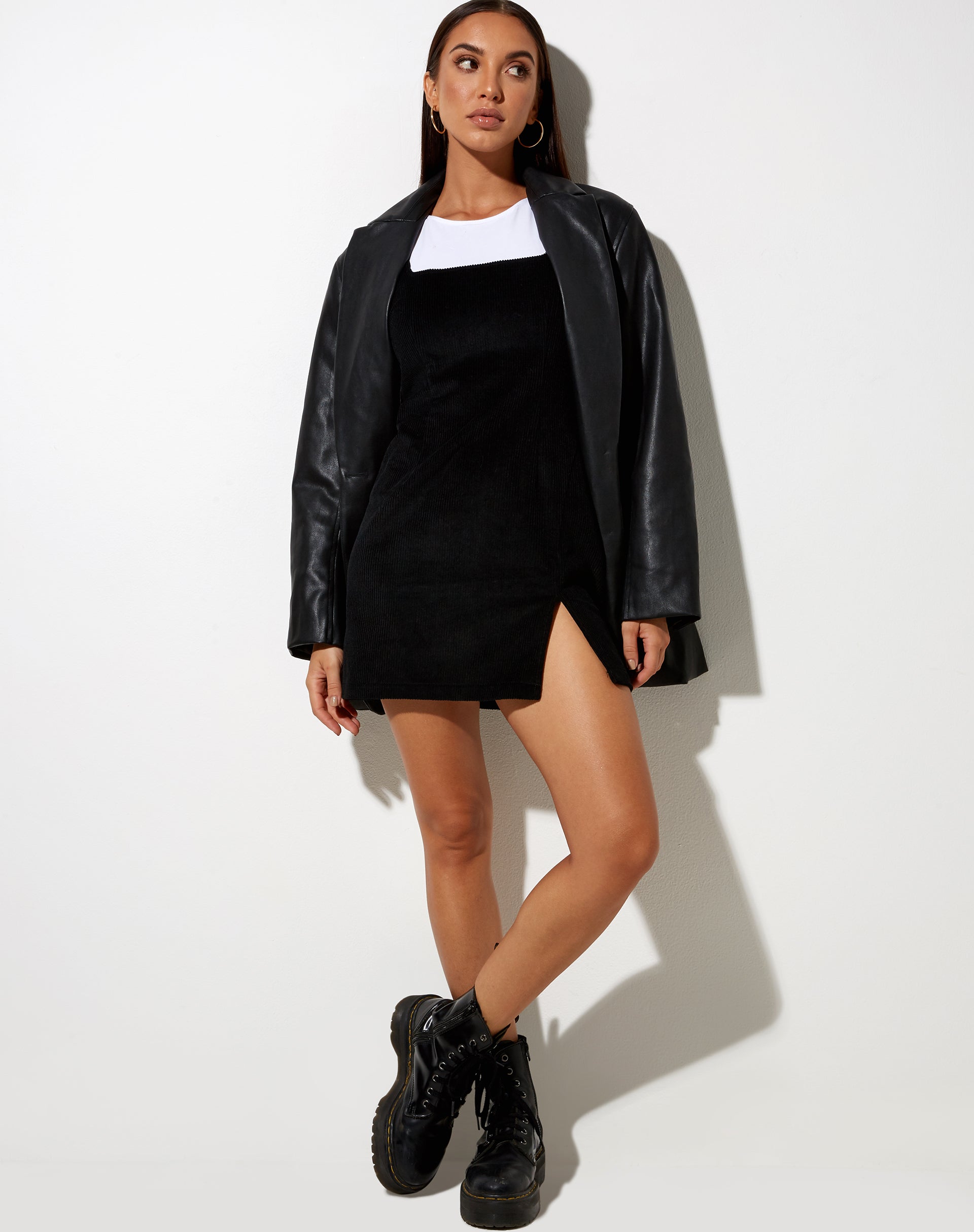 Thick Strap Square Neckline Black Cord Mini Dress | Kaja motelrocks-com-us Thick Strap Square Neckline Black Cord Mini Dress | Kaja motelrocks-com-us