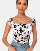 Image of Kalina Bodice in Flock Dalmatian Black and White