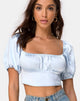 Image of Kalua Crop Top in Satin Powder Blue