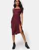 Image of Kaoya Midi Dress in Satin Cheetah Burgundy