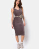 Image of Kardie Bodycon Dress in Mocha Velvet Rib