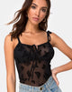 Image of Karmin Bodice in Mesh Black Butterfly Flock