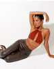 Image of Karti Crop Top in Mesh Toffee