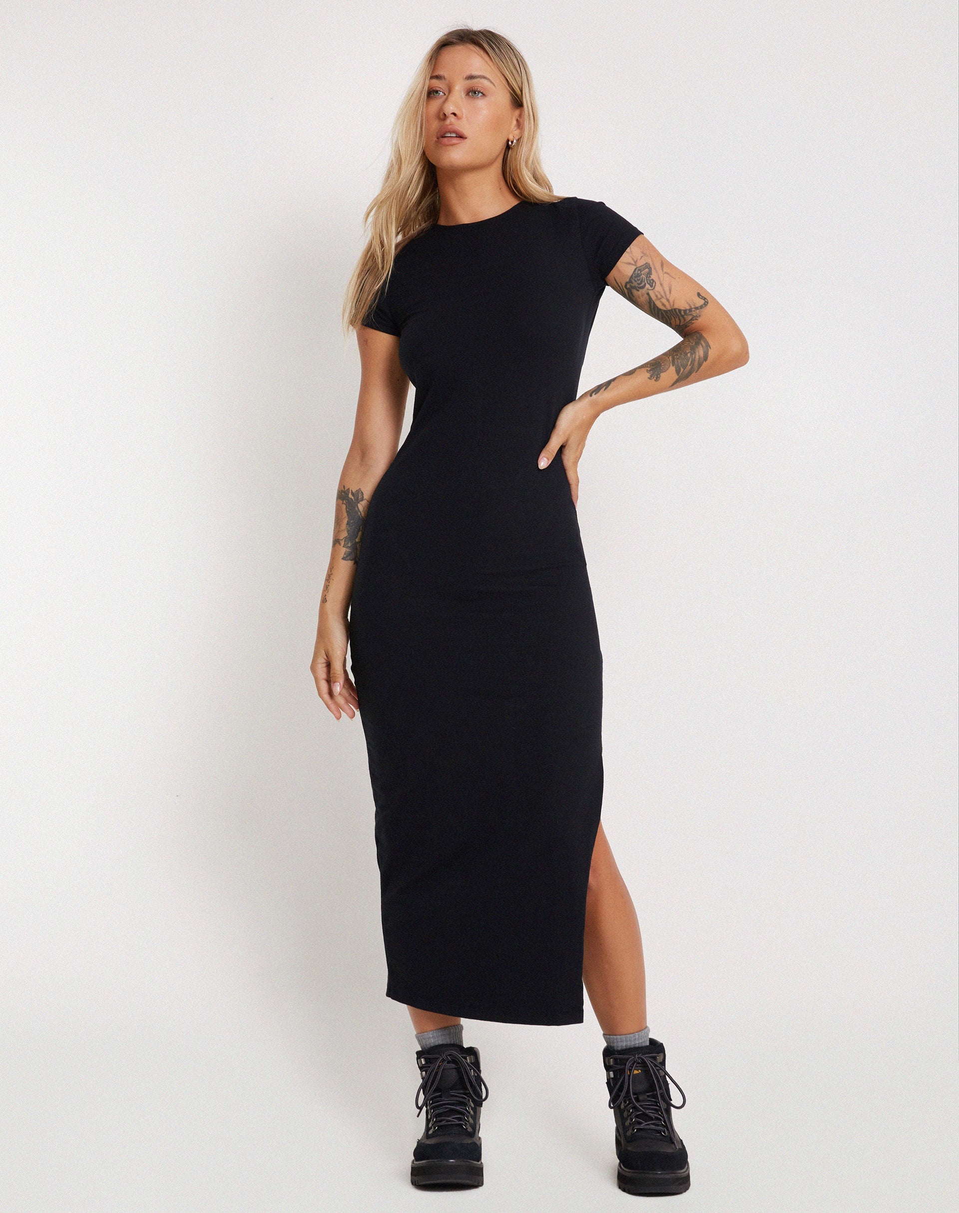 Short black cheap maxi dress