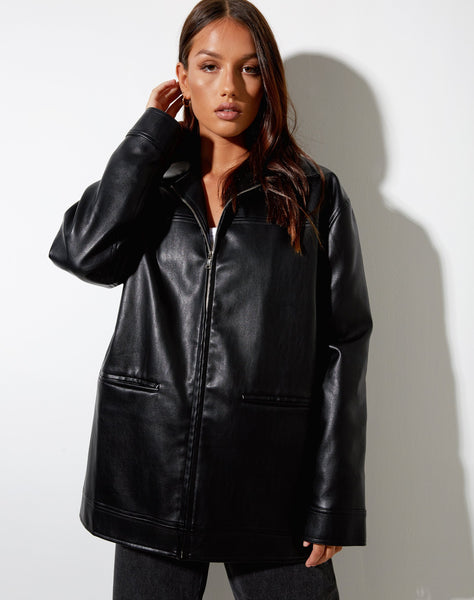 Black pu jacket clearance women's