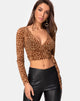 Image of Kayak Wrap Top in Animal Flock Tan Brown