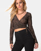 Image of Kayak Wrap Top in Rar Leopard Flock Mesh