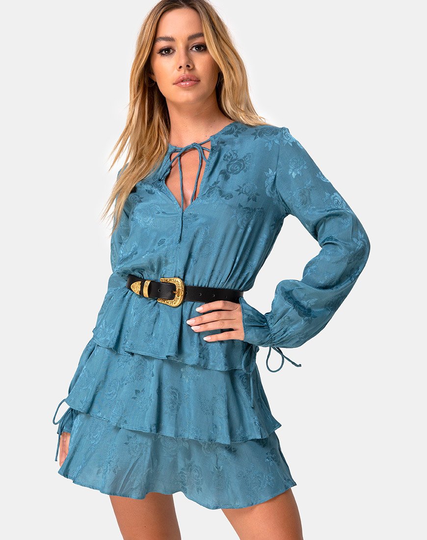 Image of Kepsibelle Dress in Satin Rose Dusty Blue