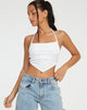 image of Ketida Crop Top in White Diamante