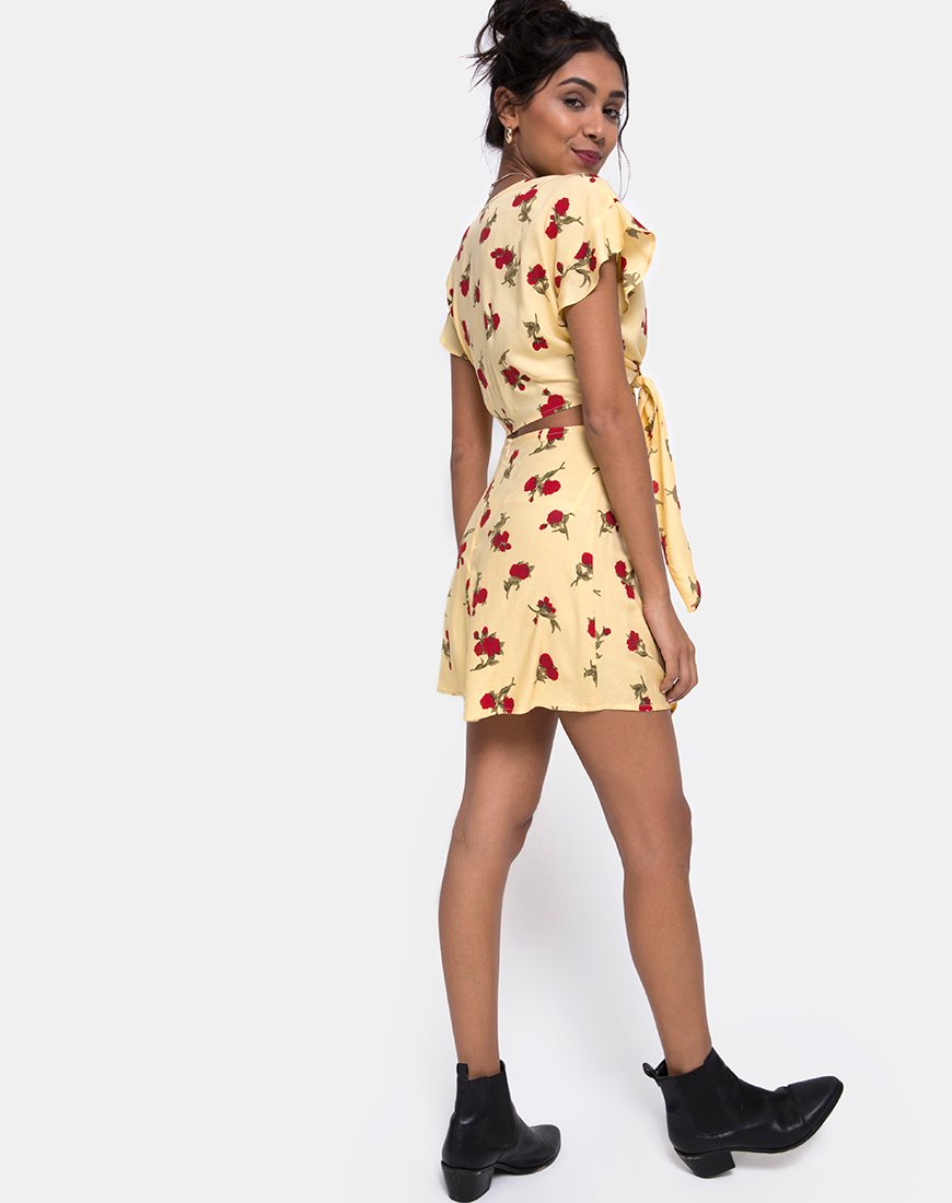 Image of Shae Crop Top in Falling Rose Yellow